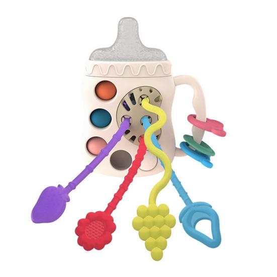 Детская игрушка снимает стресс, ролик для зубов, мультяшная ручка, фруктовая координация, улучшается координация рук и глаз, яркий цвет белый